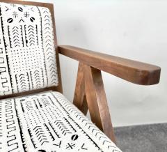 Scandinavian Modern Style Walnut Chair Boucle Black White Fabric - 3678638