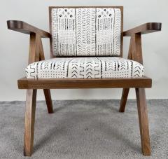 Scandinavian Modern Style Walnut Chair Boucle Black White Fabric - 3678639