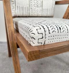 Scandinavian Modern Style Walnut Chair Boucle Black White Fabric - 3678640