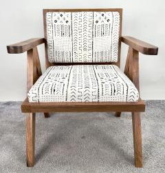 Scandinavian Modern Style Walnut Chair Boucle Black White Fabric - 3678644