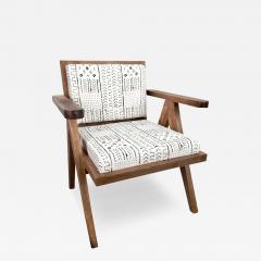 Scandinavian Modern Style Walnut Chair Boucle Black White Fabric - 3679422
