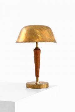 Scandinavian Modern Table Lamp in Beech and Brass 1950s - 4596395