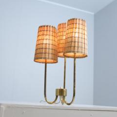 Scandinavian Modern Table Lamp in Brass Glass and Rattan Finland 1950s - 4472681