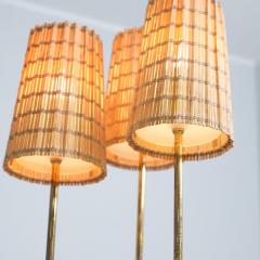 Scandinavian Modern Table Lamp in Brass Glass and Rattan Finland 1950s - 4472682