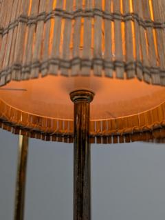 Scandinavian Modern Table Lamp in Brass Glass and Rattan Finland 1950s - 4472685