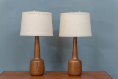 Scandinavian Modern Turned Teak Table Lamps - 2146644