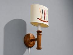 Scandinavian Modern Wall Sconce Pine Fabric Sweden 1970s - 4637208