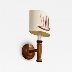 Scandinavian Modern Wall Sconce Pine Fabric Sweden 1970s - 4638918