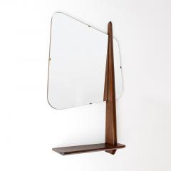 Scandinavian Modern asymetrical wall mirror with shelf - 3569651