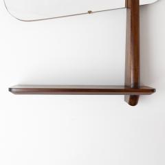 Scandinavian Modern asymetrical wall mirror with shelf - 3569653