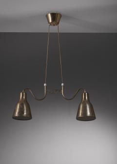 Scandinavian Modern brass pendant with two shades - 3512327