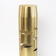 Scandinavian Modern cylindrical brass lamp with cutouts on a tripod base  - 1871306