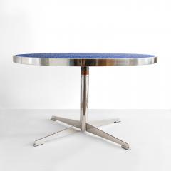 Scandinavian Modern dining table blue mosaic top structure in polished steel - 2965913