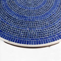 Scandinavian Modern dining table blue mosaic top structure in polished steel - 2965915