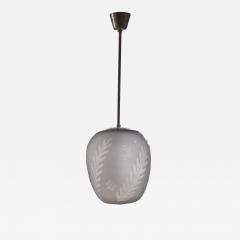 Scandinavian Modern frozen glass pendant with botanic motif - 2124088