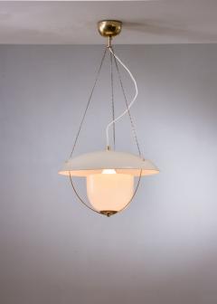 Scandinavian Modern metal and opaline glass pendant - 2503394