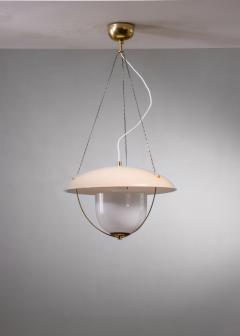 Scandinavian Modern metal and opaline glass pendant - 2503395