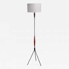 Scandinavian Modern metal and teak tripod floor lamp - 1192217