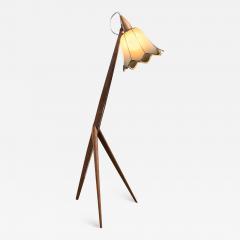 Scandinavian Modern pine tripod floor lamp - 2035960