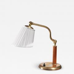 Scandinavian Modern wood and brass adjustable table lamp - 3074311