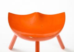 Scandinavian Orange Painted Tractor Seat Stool Circa 1960s - 2593126