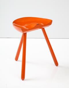 Scandinavian Orange Painted Tractor Seat Stool Circa 1960s - 2593127