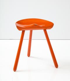 Scandinavian Orange Painted Tractor Seat Stool Circa 1960s - 2593129