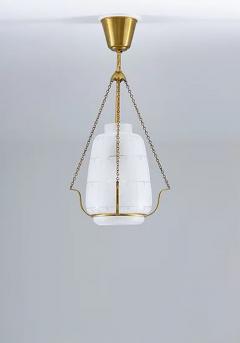 Scandinavian Pendant in Brass and Glass Swedish Modern 1940s - 2200444