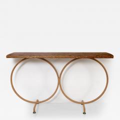 Scandinavian SWEDISH MID CENTURY RING CONSOLE TABLE WITH CERUSED OAK TOP  - 2819311