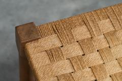 Scandinavian Stool in Solid Oak and Papercord 1960s - 4582236
