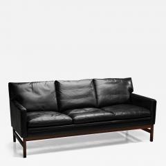 Scandinavian Three Seater Leather Sofa Denmark ca 1960s - 4719634