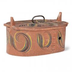 Scandinavian Tine or Svepask Painted Bentwood Oval Shape Box - 3232614