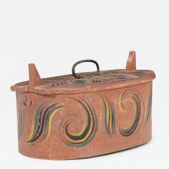 Scandinavian Tine or Svepask Painted Bentwood Oval Shape Box - 3236268