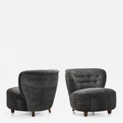 Scandinavian Upholstered Lounge Chairs with Beech Legs Scandinavia 1940s - 2749724