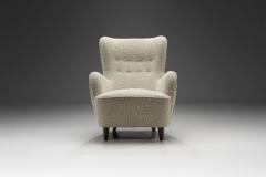 Scandinavian Wingback Armchair Upholstered in Boucl Scandinavia 1950s - 2676419