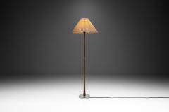 Scandinavian Wood and Glass Floor Lamp with Ruched Shade Scandinavia ca 1950s - 3369275