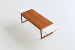 Scandinavian extendable coffee table in teak and white Denmark 1960 - 3790169