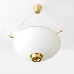 Scandinavian modern opaline glass half globe pendant with brass elements 1950 - 3324110