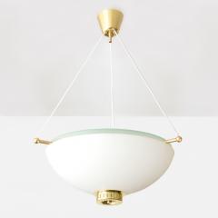 Scandinavian modern opaline glass half globe pendant with brass elements 1950 - 3324113