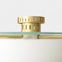 Scandinavian modern opaline glass half globe pendant with brass elements 1950 - 3324114