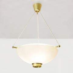 Scandinavian modern opaline glass half globe pendant with brass elements 1950 - 3324116