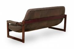 Scandinavian style Tufted Brown Leather Sofa on Rectilinear Wooden Frame - 4171314