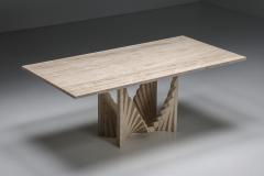 Scarpa Style Travertine Dining Table 1970s - 2664579