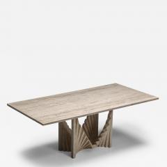 Scarpa Style Travertine Dining Table 1970s - 2669427
