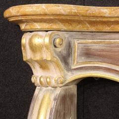 Scenic Italian painted and gilded wooden fireplace - 4230373