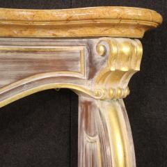 Scenic Italian painted and gilded wooden fireplace - 4230375