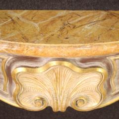 Scenic Italian painted and gilded wooden fireplace - 4230379