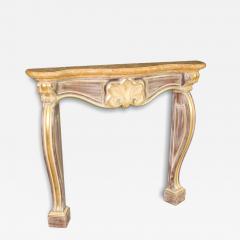 Scenic Italian painted and gilded wooden fireplace - 4230497