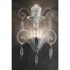 Scenographic Venetian Rigadin wall Sconce in Trasparent Murano Glass - 4629659