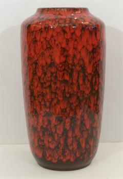 Scheurich Keramik Heavily Textural Red And Black Scale Glaze Vase - 528402